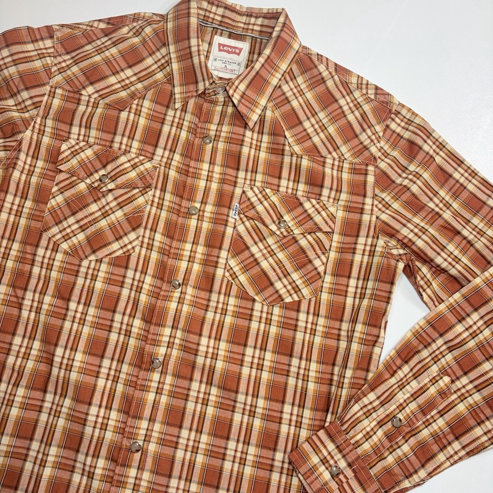 Levi's Pearl Snap Western Shirt Men's Small Plaid Long Sleeve Cowboy Button Up